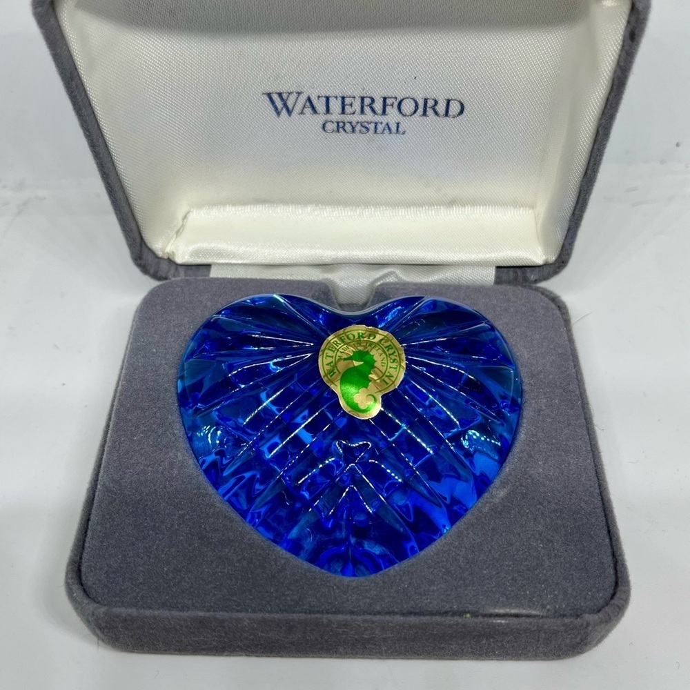 Waterford Crystal Blue Heart Hand Cooler - Picture 2 of 5